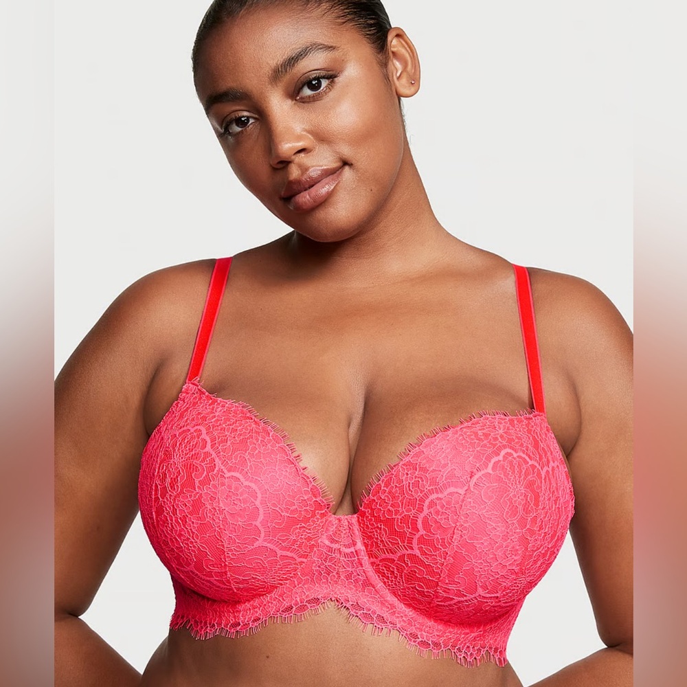 VICTORIA SECRET DREAM ANGELS Lightly Lined Lace Demi Bra Pink 34D